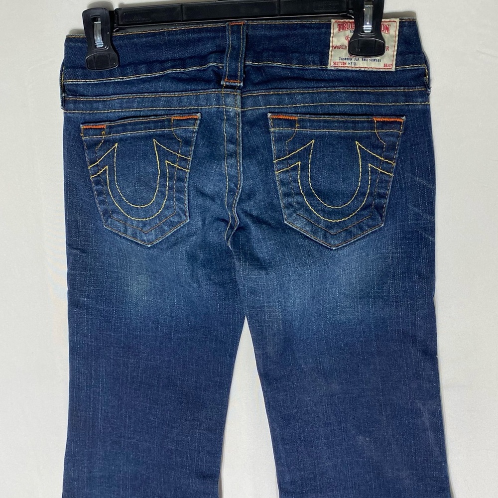 Vintage Y2K True Religion Heidi Dark Wash Ultra Low Rise  Flare Leg Jeans 25 - Picture 13 of 16